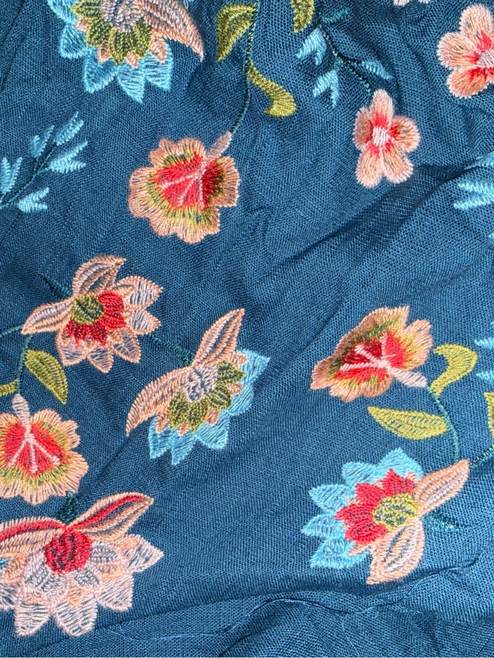 Umgee Teal Embroidered Sleeve Blouse Sz L - Picture 11 of 12